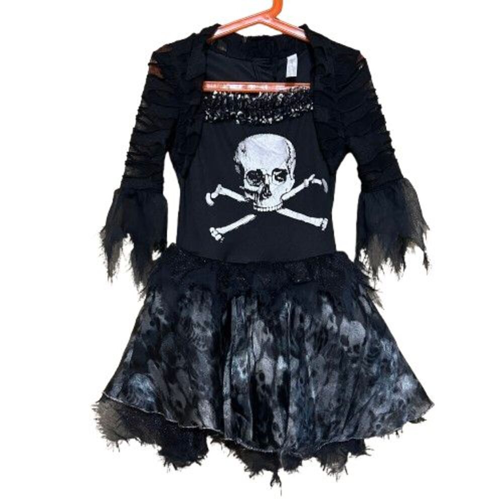 Skull & Cross Bone Halloween Costume Size 4-6 Punk Pirate Dress Amscan Brand